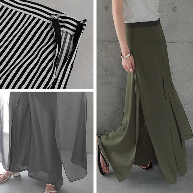 ワイドパンツ レディース 大きいサイズ ガウチョパンツ ワイドパンツルック | HUG.U | 詳細画像24 