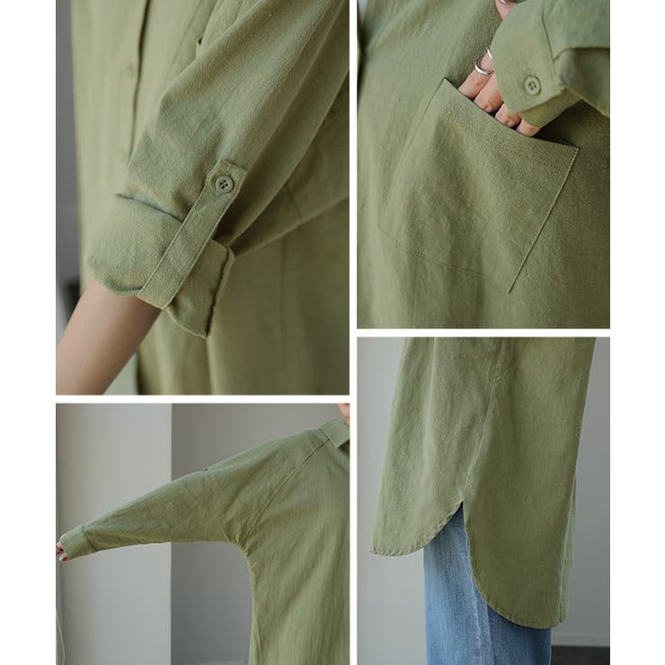 シャツ レディース ブラウス 長袖 チュニック 大きいサイズ ロングシャツ | HUG.U | 詳細画像32 