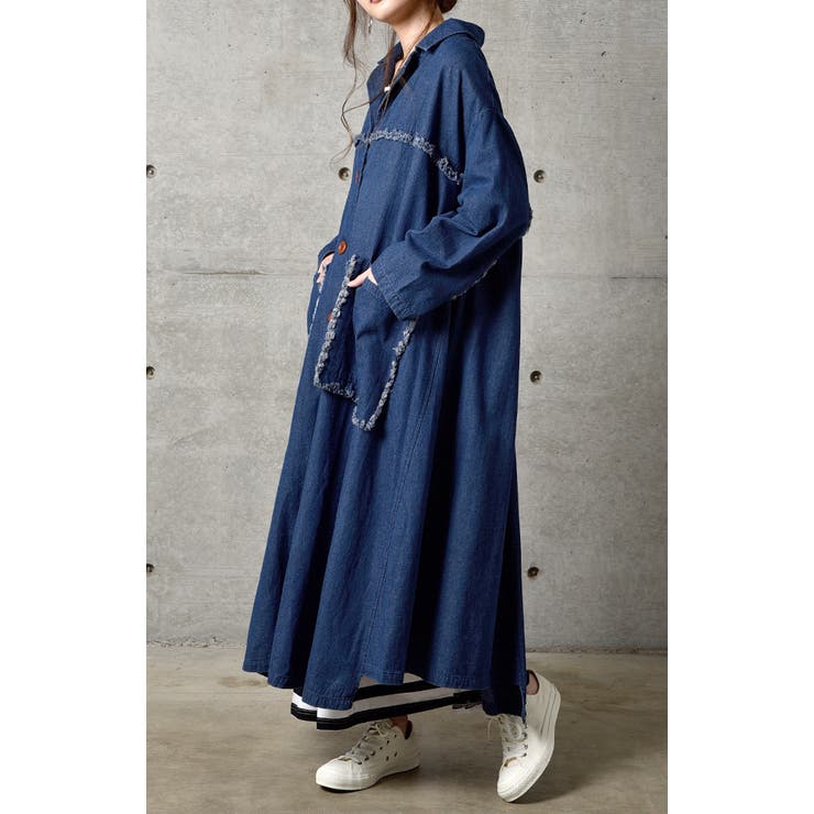 デニムジャケット レディース Gジャン ロングジャケット デニムシャツ デニム | HUG.U | 詳細画像3 