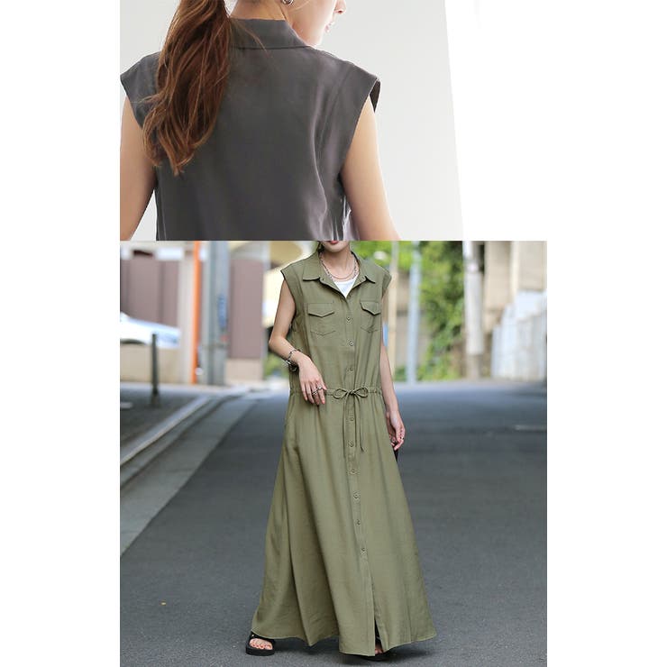 ワンピース レディース ロングワンピース ノースリーブ シャツ ワンピース レディース ロングワンピース ノースリーブ シャツ