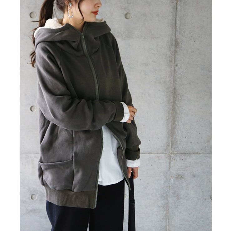 パーカー レディース 裏シャギー 裏起毛 エコファー ファーパーカー 指穴 ア | HUG.U | 詳細画像22 