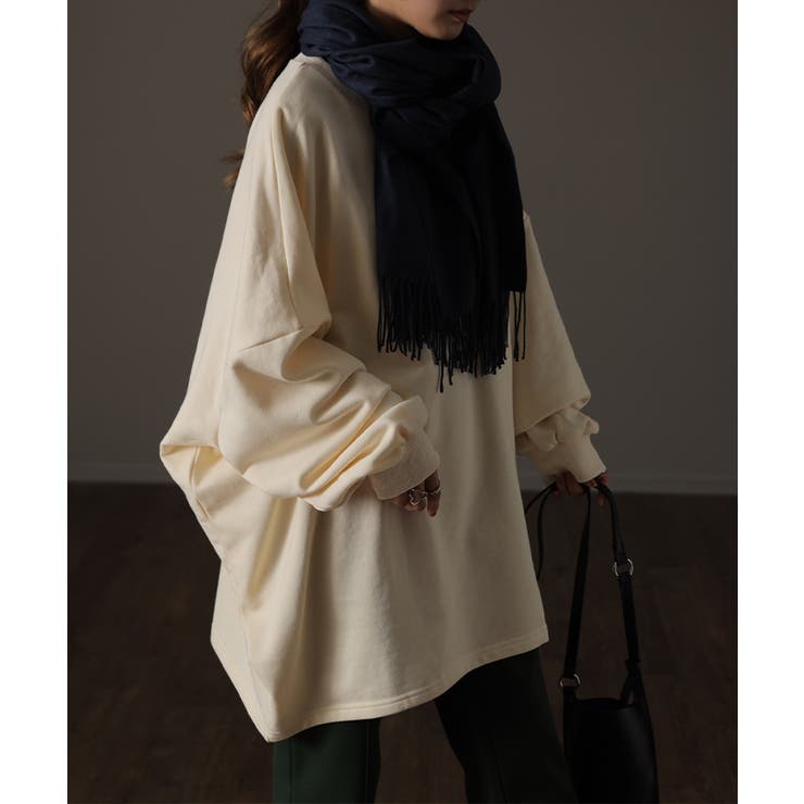 バニラアイボリー(パイル地) | トレーナー レディース スウェット 薄手 大きいサイズ 無地 ビッグサイズ | HUG.U