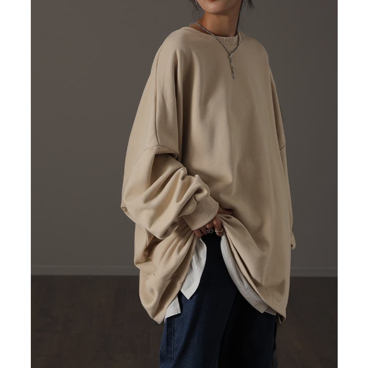 ミルクティー(パイル地) | トレーナー レディース スウェット 薄手 大きいサイズ 無地 ビッグサイズ | HUG.U