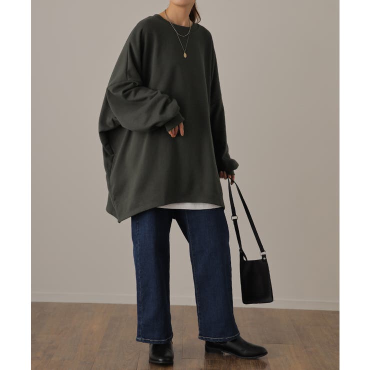 ダークグレー(パイル地) | トレーナー レディース スウェット 薄手 大きいサイズ 無地 ビッグサイズ | HUG.U