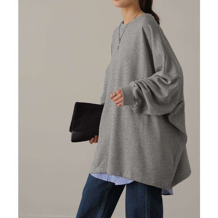 メランジグレー(パイル地) | トレーナー レディース スウェット 薄手 大きいサイズ 無地 ビッグサイズ | HUG.U