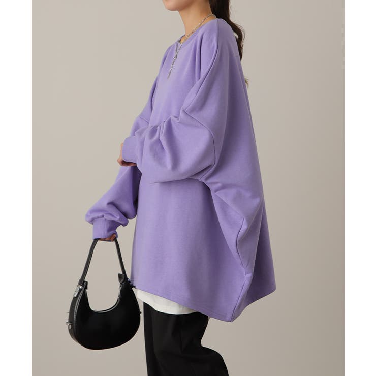 モーヴパープル(パイル地) | トレーナー レディース スウェット 薄手 大きいサイズ 無地 ビッグサイズ | HUG.U