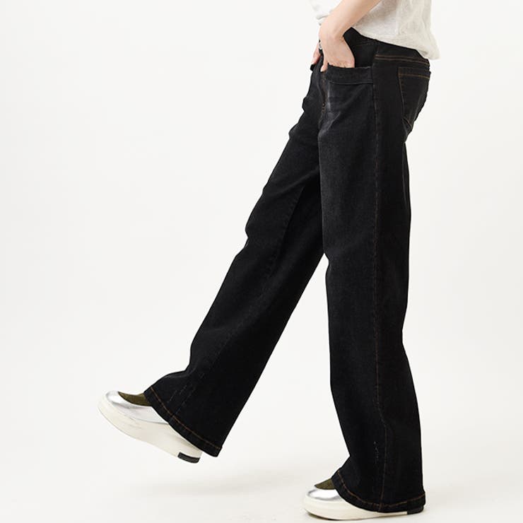 極美品✨ISSEYMIYAKE ロングパンツ　ストレート　黒　デニム感　サイズ1 Lace Ladies デニムパンツ ストレート デニム ブラック グレー