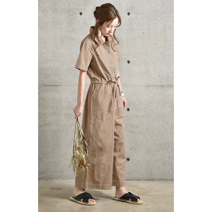 オールインワン レディース サロペット ワイドパンツ 大きいサイズ 半袖 シャ | HUG.U | 詳細画像5 