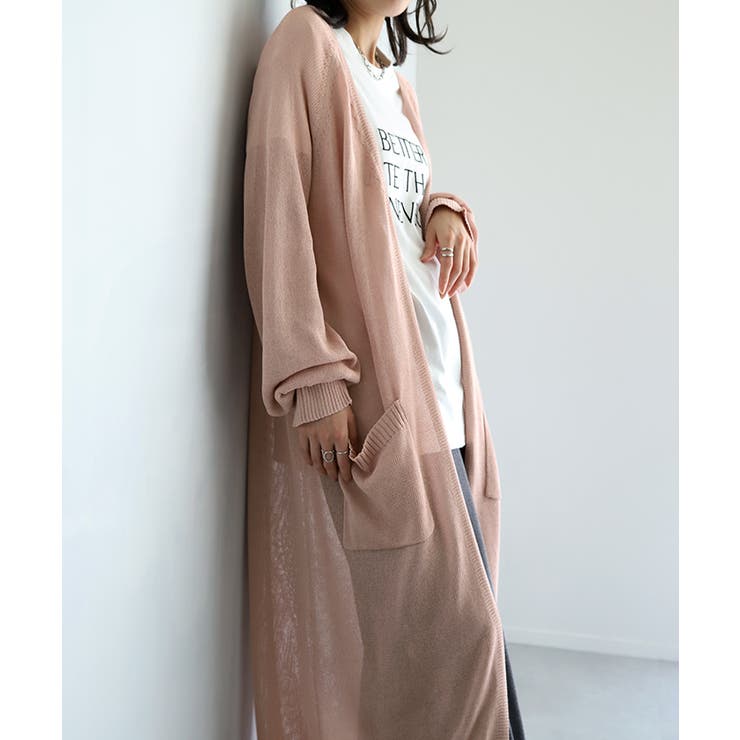 アンサンブル対応】シアーロングニットカーディガン