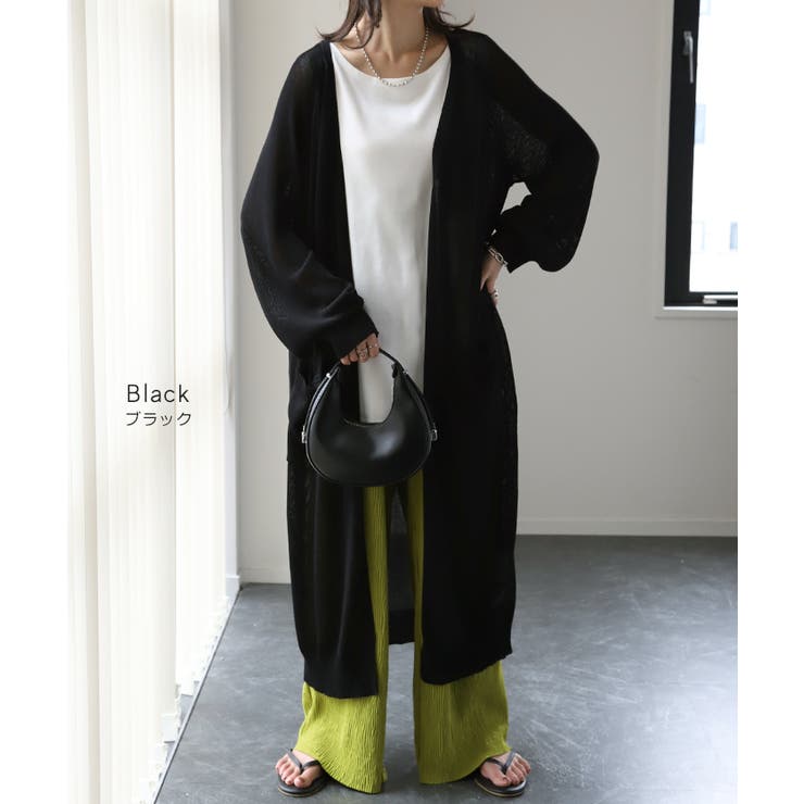 カーディガン レディース ロング 薄手 シアー ロングカーディガン サマーニッ | HUG.U | 詳細画像24 