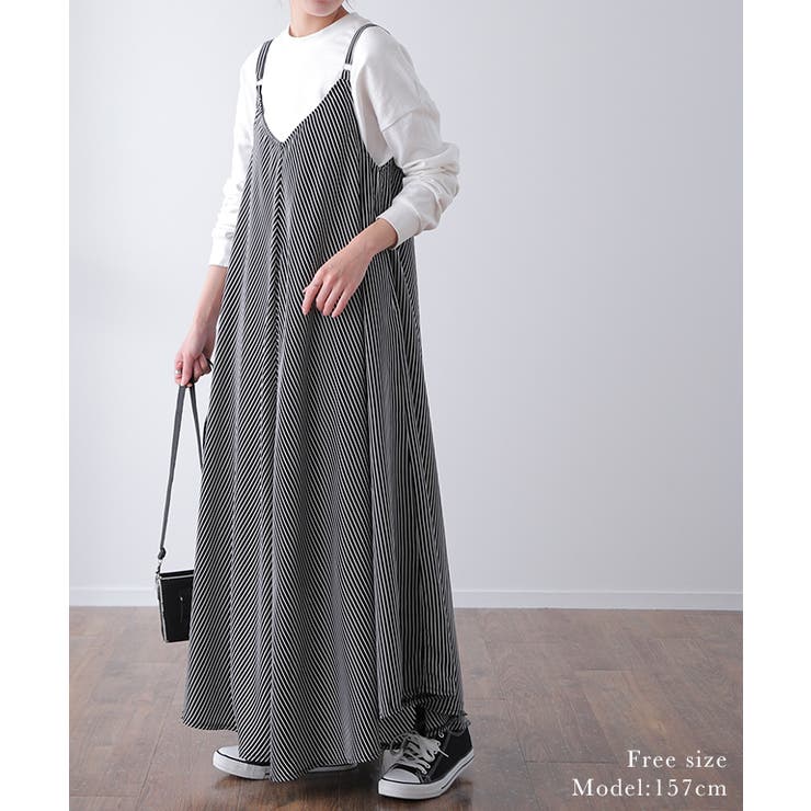 ワンピース レディース ロング ロングワンピース キャミワンピース ストライプ | HUG.U | 詳細画像3 