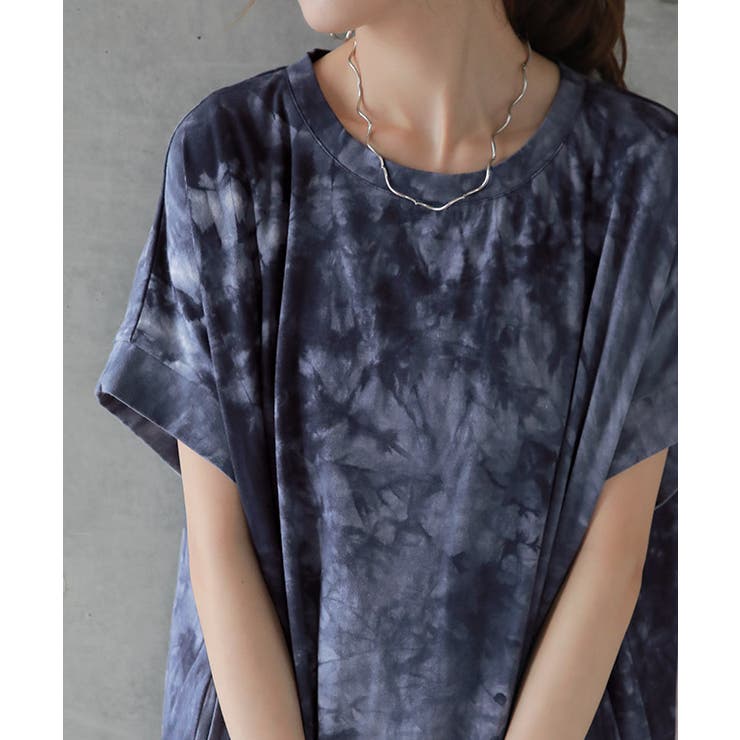 ワンピース レディース 秋 ロングワンピース 半袖 タイダイ柄 Tシャツワンピ | HUG.U | 詳細画像15 