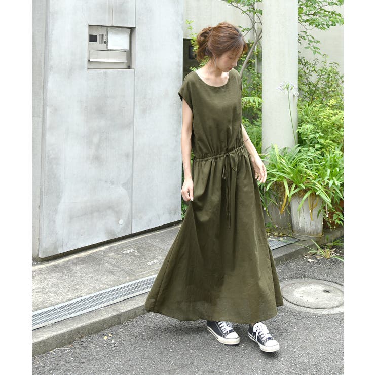 CAROUGE RANANリネン100%ロングマキシ丈ワンピース RANAN（ラナン）の「【carouge】ノースリーブワンピース