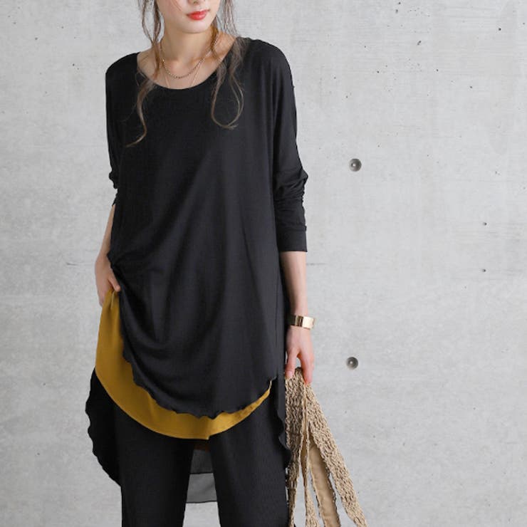 トップス レディース チュニック Uネック Tシャツ シフォン カットソー 七 | HUG.U | 詳細画像11 