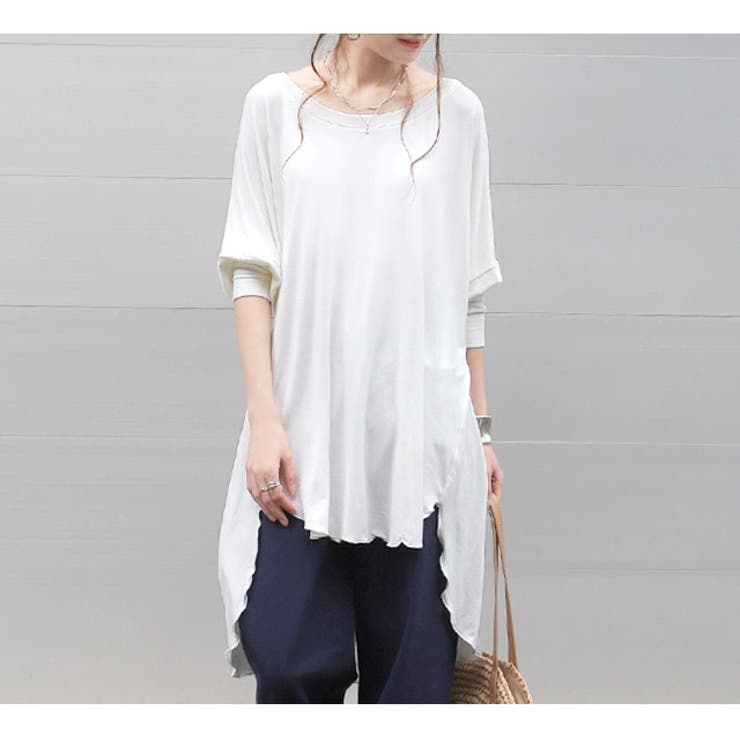 トップス レディース チュニック Uネック Tシャツ シフォン カットソー 七 | HUG.U | 詳細画像14 