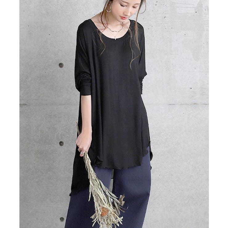 トップス レディース チュニック Uネック Tシャツ シフォン カットソー 七 | HUG.U | 詳細画像16 