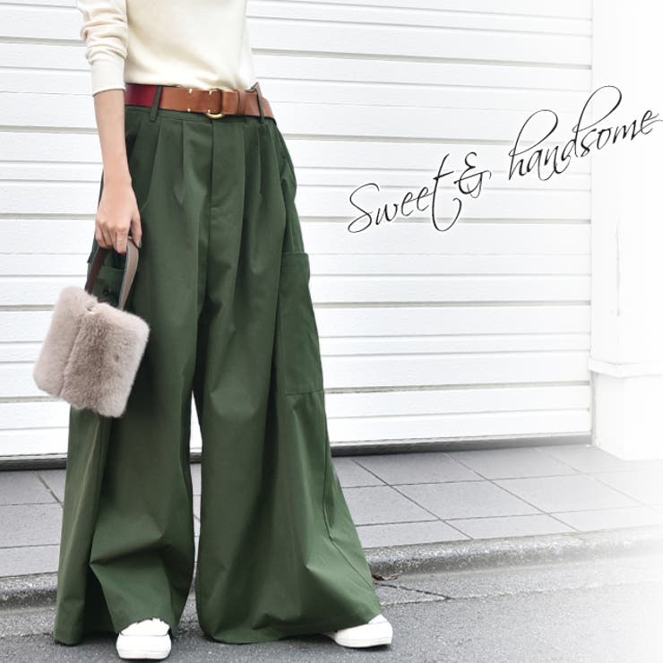 ワイドパンツ レディース ワイド リボン カーゴパンツ バックリボン チノ ベ | HUG.U | 詳細画像15 