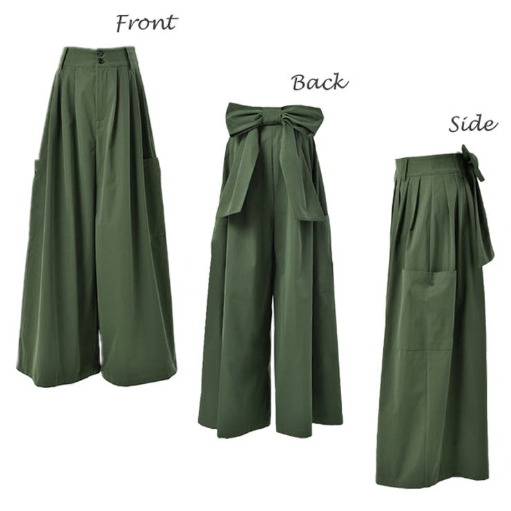 ワイドパンツ レディース ワイド リボン カーゴパンツ バックリボン チノ ベ | HUG.U | 詳細画像16 