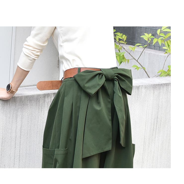 ワイドパンツ レディース ワイド リボン カーゴパンツ バックリボン チノ ベ | HUG.U | 詳細画像19 