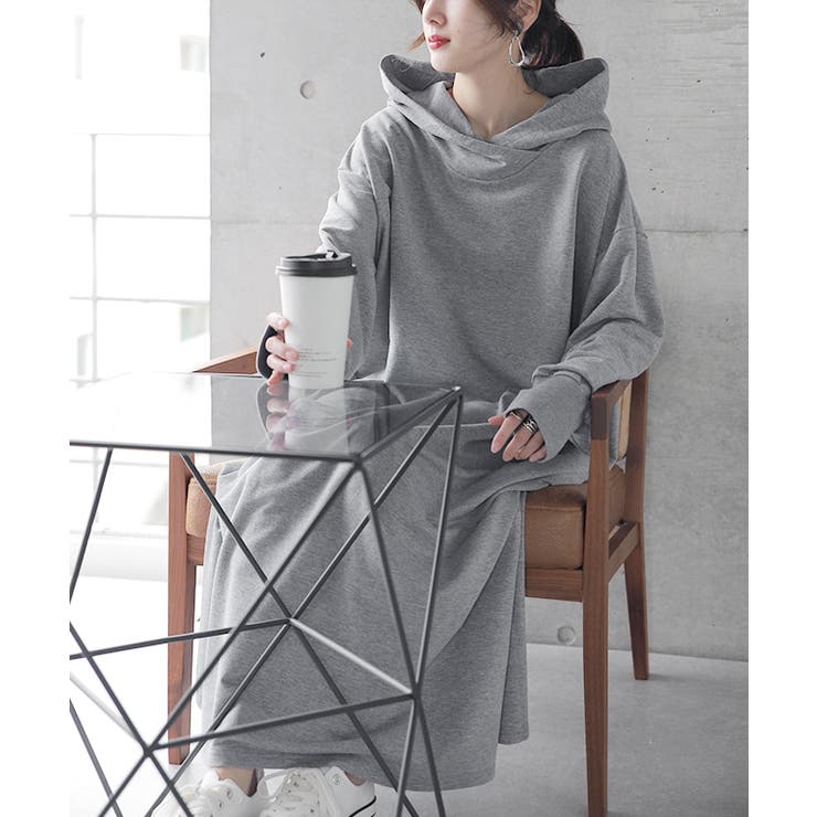 ワンピース レディース  ロングワンピース 長袖 パーカーワンピース ロング | HUG.U | 詳細画像14 