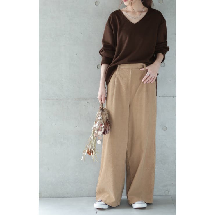 ロンT レディース 長袖 トップス Vネック カットソー 無地ロングTシャツ | HUG.U | 詳細画像20 