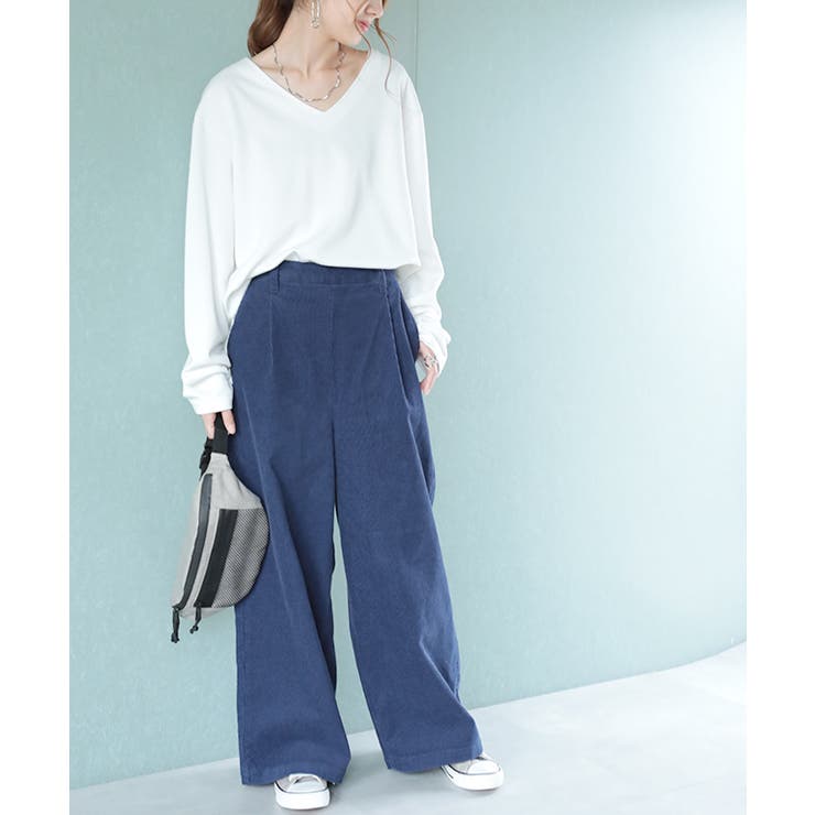 ロンT レディース 長袖 トップス Vネック カットソー 無地ロングTシャツ | HUG.U | 詳細画像27 