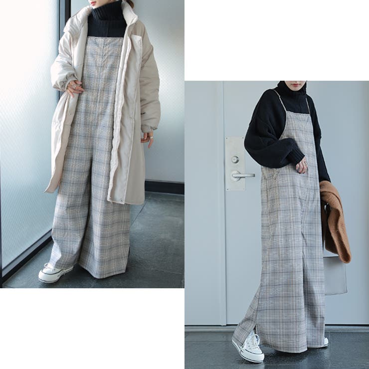 オールインワン レディース サロペット 体型カバー シンプル チェック サロペ | HUG.U | 詳細画像21 