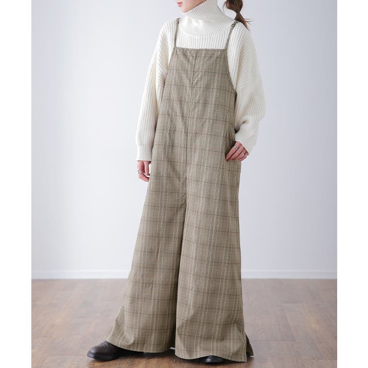 オールインワン レディース サロペット 体型カバー シンプル チェック サロペ | HUG.U | 詳細画像5 