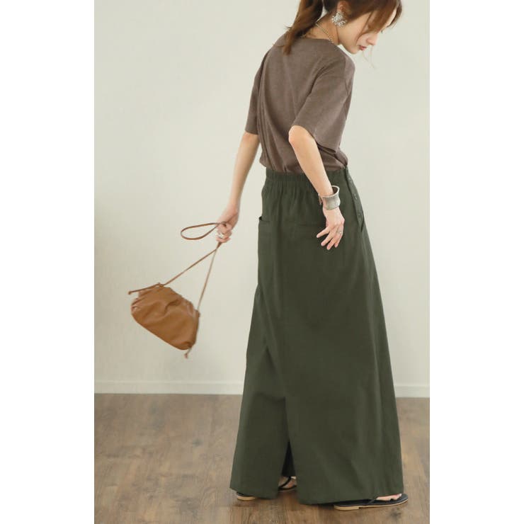 スカート ロングスカート マキシスカート ベイカースカート ロング チノ レデ | HUG.U | 詳細画像4 