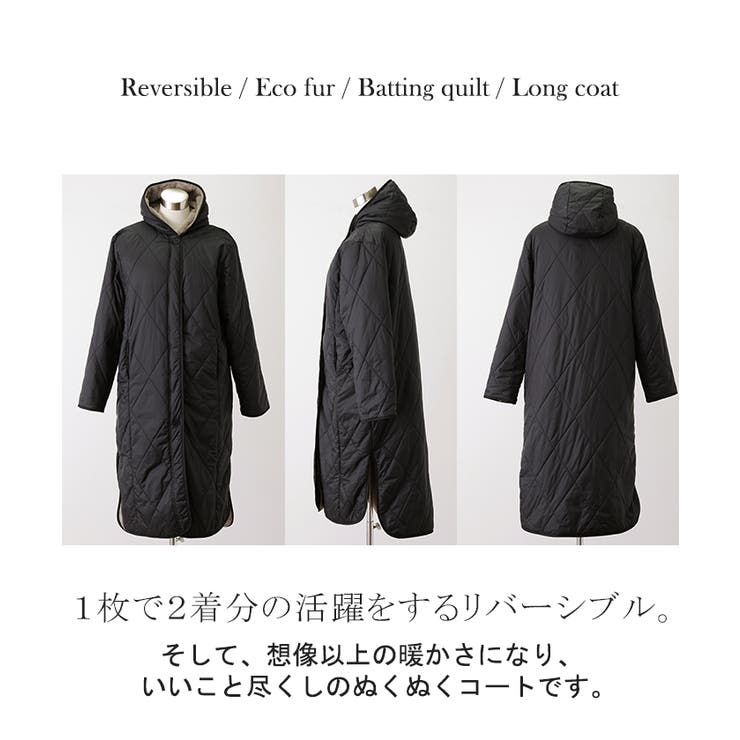 ファーコート 中綿 レディース エコファー アウター キルト