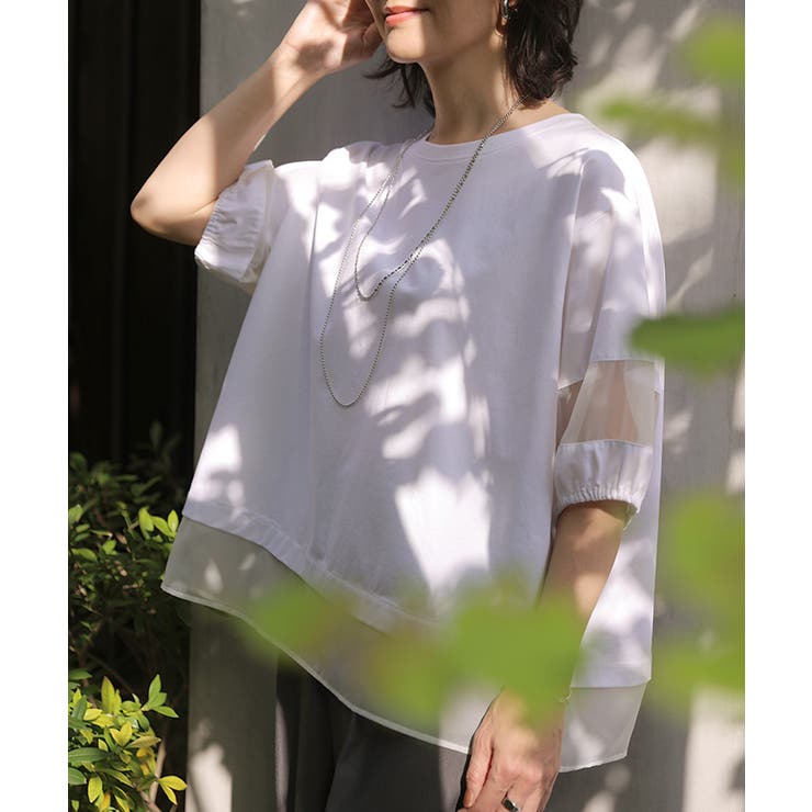 カットソー 異素材ミックス Tシャツ | HUG.U | 詳細画像7 