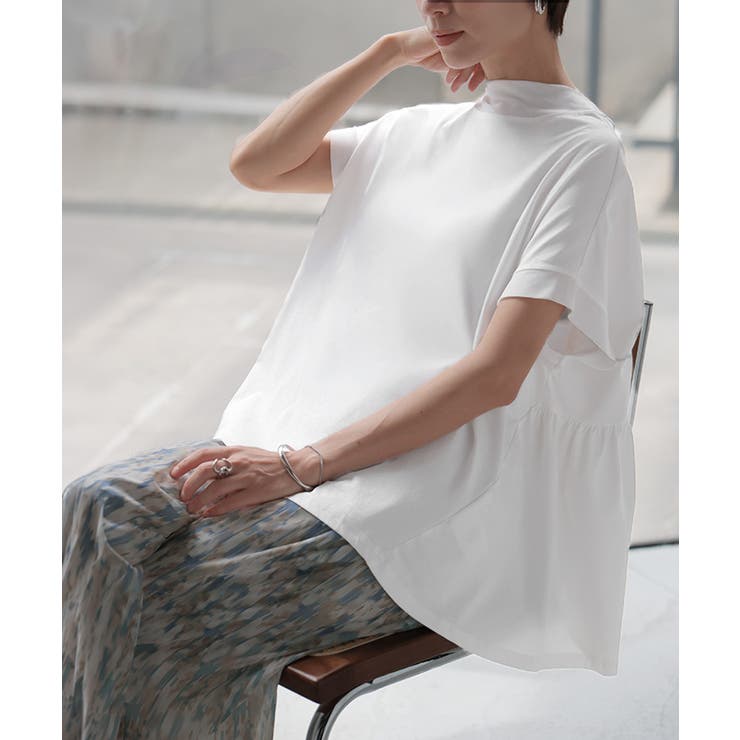 ホワイト | Tシャツ ハイネック チュール | HUG.U