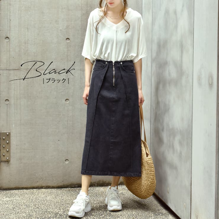 デニムスカート レディース スカート ロングスカート ロング タックスカート | HUG.U | 詳細画像10 