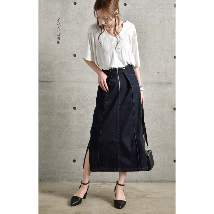 デニムスカート レディース スカート ロングスカート ロング タックスカート | HUG.U | 詳細画像12 
