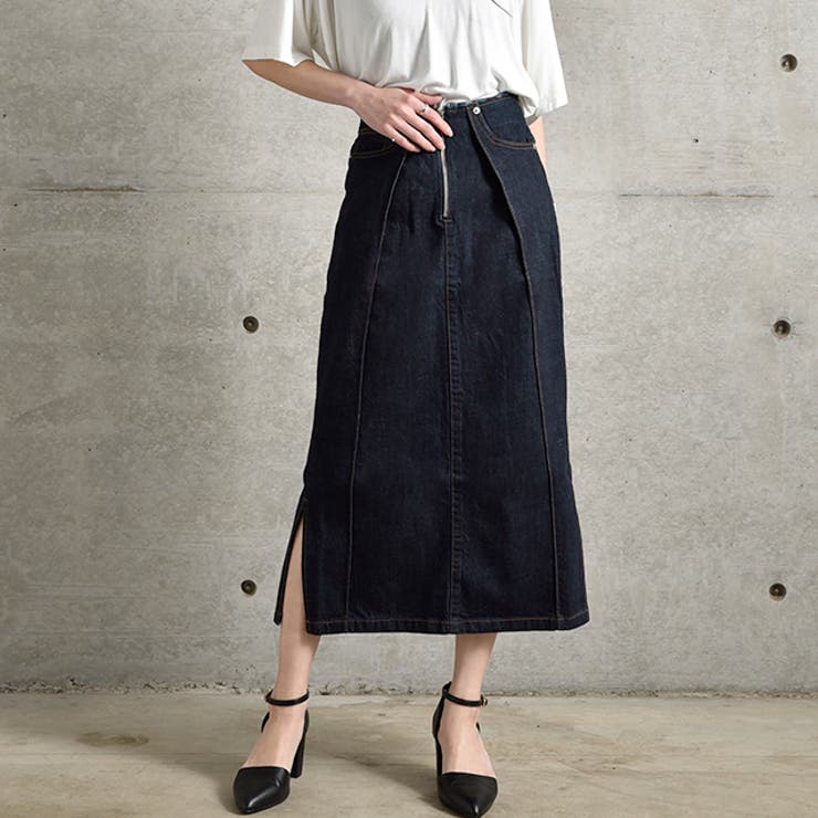 インディゴ | デニムスカート レディース スカート ロングスカート ロング タックスカート | HUG.U