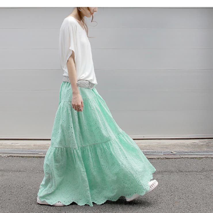 スカート ロングスカート レース ティアードスカート レーススカート マキシ丈 | HUG.U | 詳細画像16 