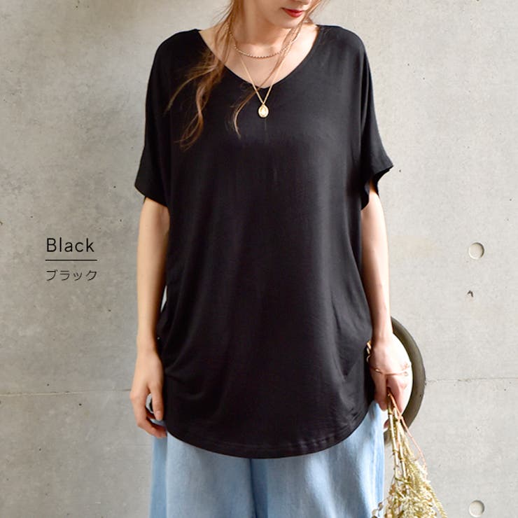 トップス レディース Tシャツ カットソー 半袖 Vネック 無地 シンプル ド | HUG.U | 詳細画像14 