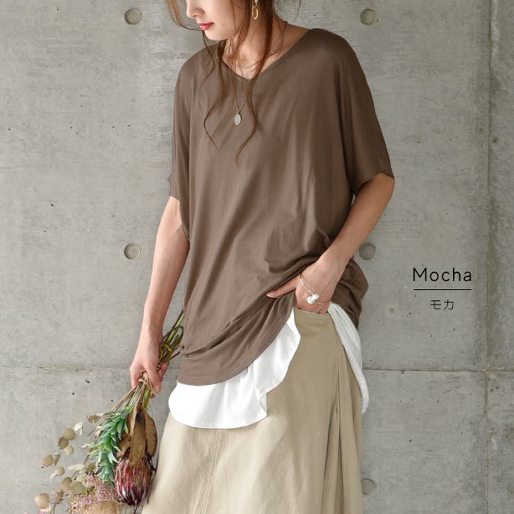 トップス レディース Tシャツ カットソー 半袖 Vネック 無地 シンプル ド | HUG.U | 詳細画像17 