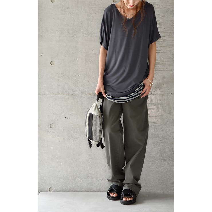 トップス レディース Tシャツ カットソー 半袖 Vネック 無地 シンプル ド | HUG.U | 詳細画像7 