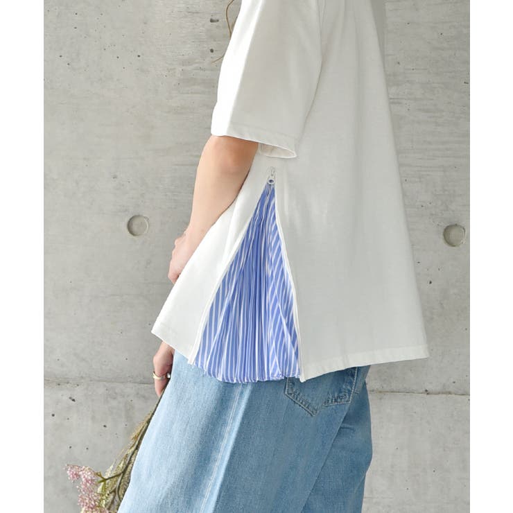 トップス Tシャツ レディース カットソー チュニック 半袖 ストライプ プリ | HUG.U | 詳細画像6 