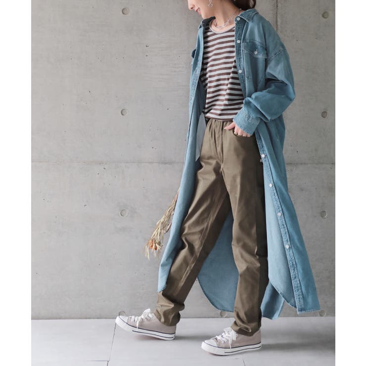 シャツワンピース デニム ロングシャツ デニムシャツワンピ