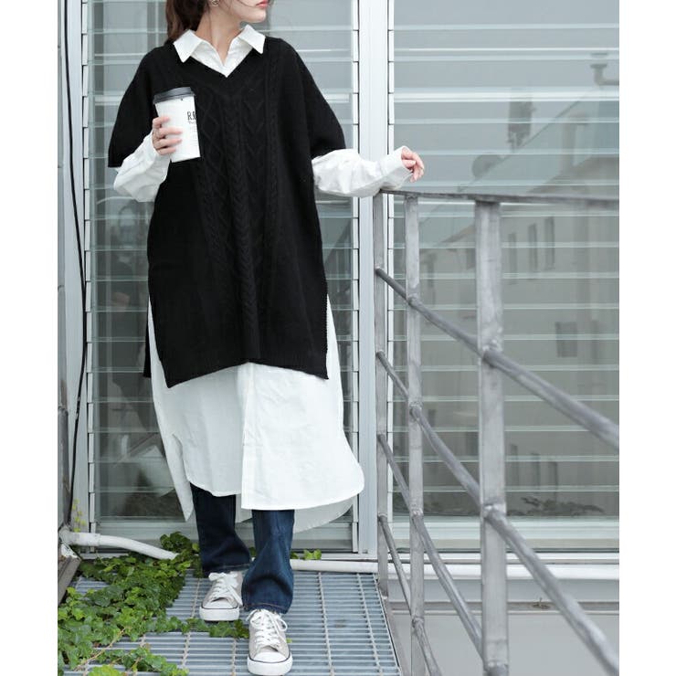 ニット ベスト レディース レイヤード ニットベスト トップス セーター 半袖 | HUG.U | 詳細画像10 