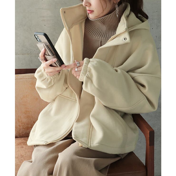 アウター レディース パーカー 裏起毛 トップス トレーナー スウェット ジャ | HUG.U | 詳細画像3 