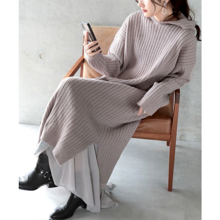 ニットワンピース ワンピース ニット リブニット ロングワンピース ロング  ス[品番：HHHW0001092]｜HUG.U（ハグユー）のレディースファッション通販｜SHOPLIST（ショップリスト）