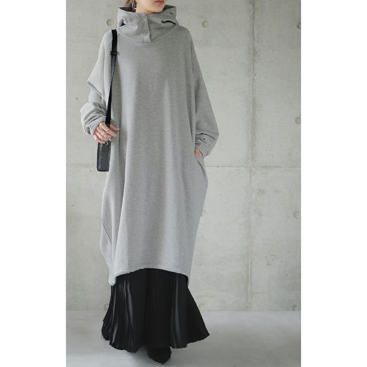 ワンピース 黒 長袖 パーカーワンピース レディース 裏起毛 パーカー ロング | HUG.U | 詳細画像11 