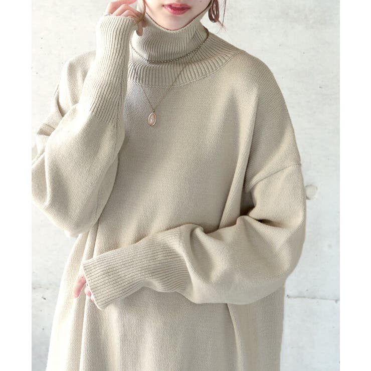 ニットワンピース ロング ニット ワンピース タートルネック