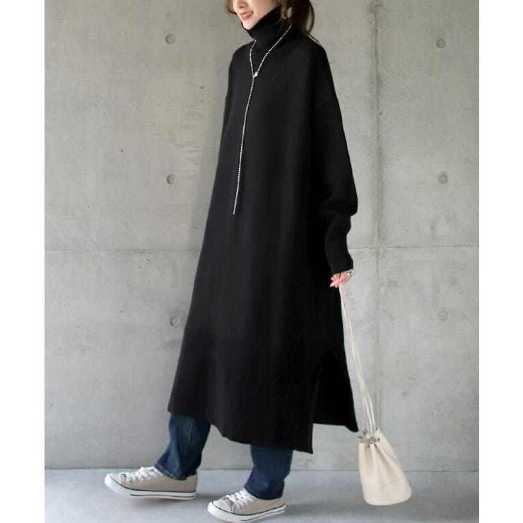 HARUNOBUMURATA 黒 ロングニットワンピース