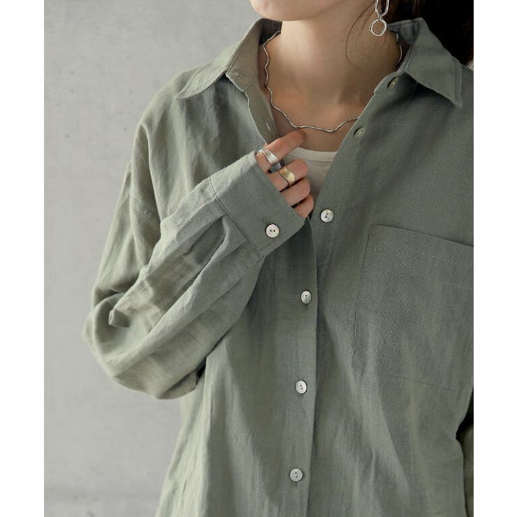 シャツ リネンシャツ レディース リネン トップス 長袖 ドロップショルダー | HUG.U | 詳細画像6 