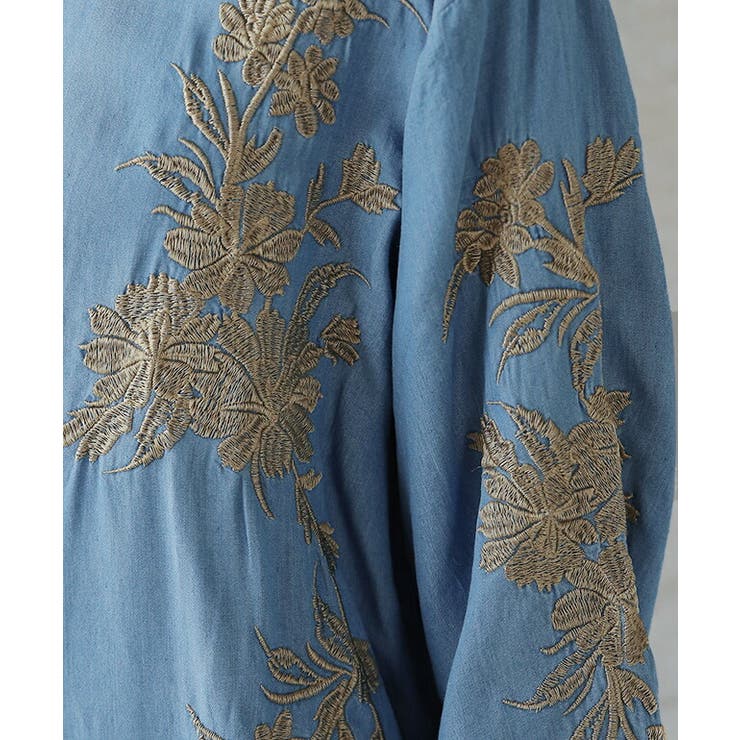 シャツ レディース サステナブル デニムシャツ デニム風 デニム トップス 刺 | HUG.U | 詳細画像8 