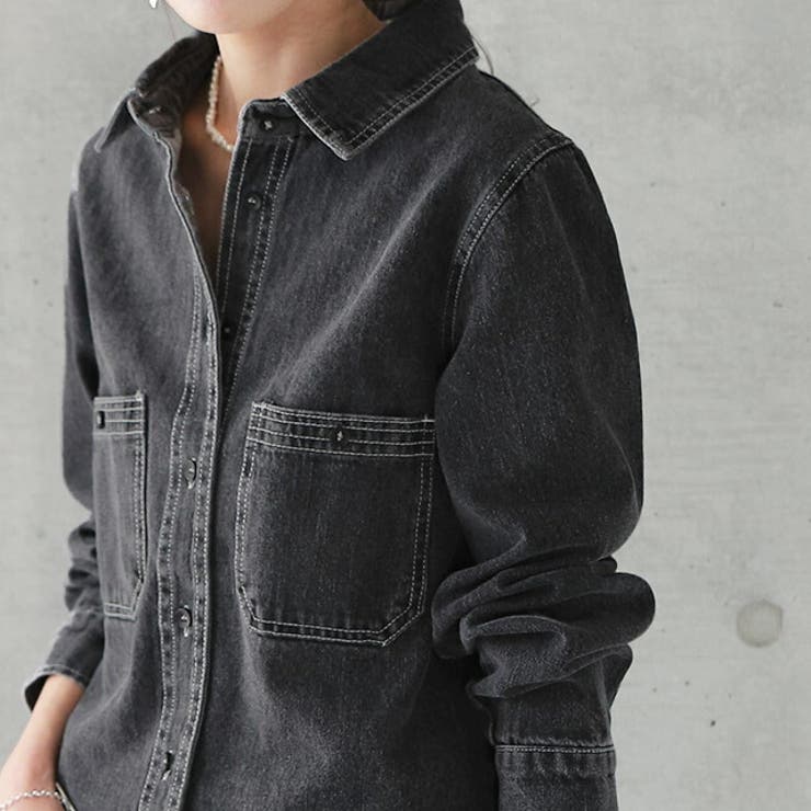 ブラウス シャツ クロップドデニムシャツジャケット レディース Whim Gazette ブラウス シャツ ドロップデニムシャツ レディース